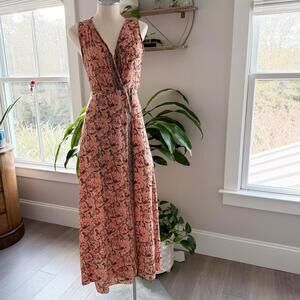 Cienna Designs Pink Paisley Silk Blend Wrap Maxi Dress - Size S Boho Chic